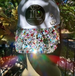 Taylor Swift TTPD White Swarovski Crystal Bling Hat